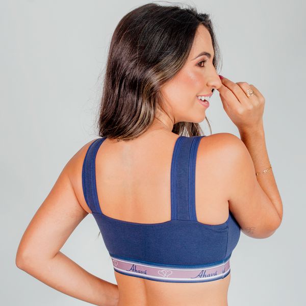 Top Duplo em Algodão Egípcio com Elástico Personalizado Marinho