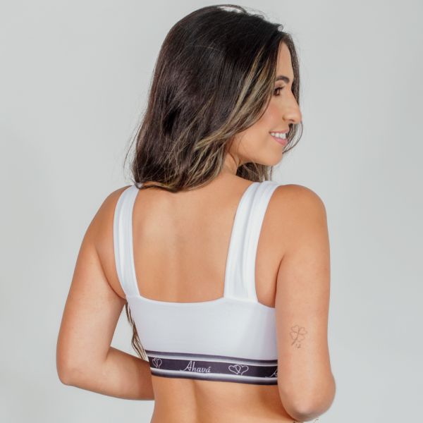 Top Duplo em Algodão Egípcio com Elástico Personalizado Branco