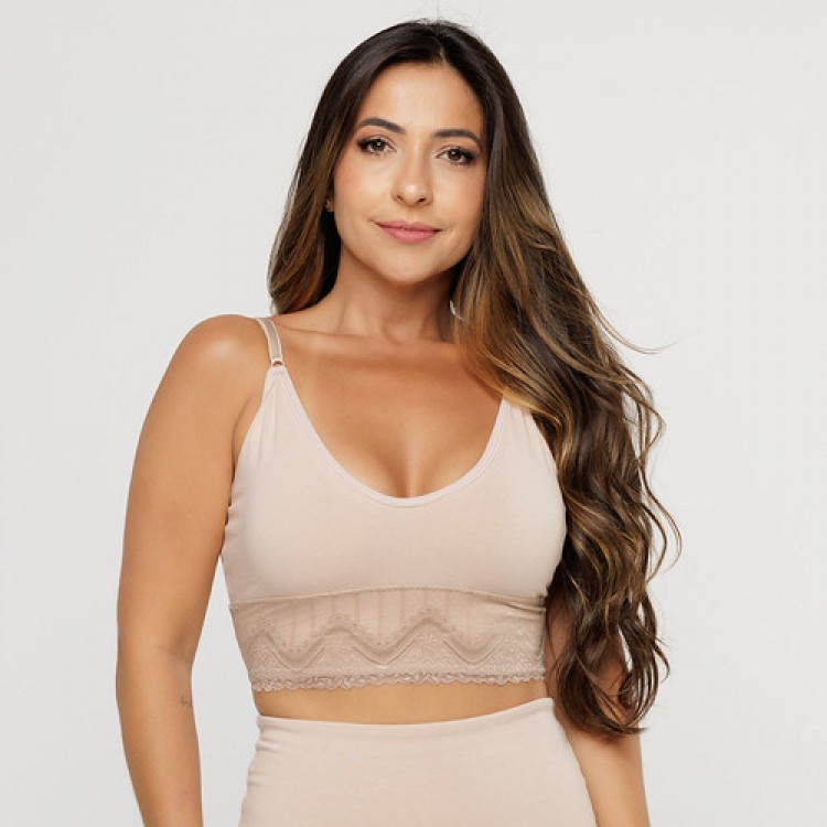 Soutien Duplo com Base de Renda Forrada Areia